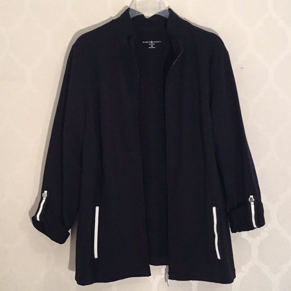 KAREN SCOTT PLUS SIZE BLACK RIBBON TRIM JACKET - Picture 3 of 11